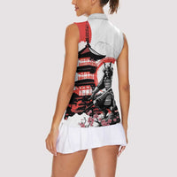 Japanese Samurai Warrior Enso Women Sleeveless Polo Shirt Japan Pagoda Sakura Watercolor LT14 - Polynesian Pride