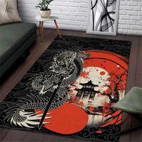 Japanese Dragon Katana Enso Area Rug Japan Pagoda Seamless Cloud - Polynesian Pride