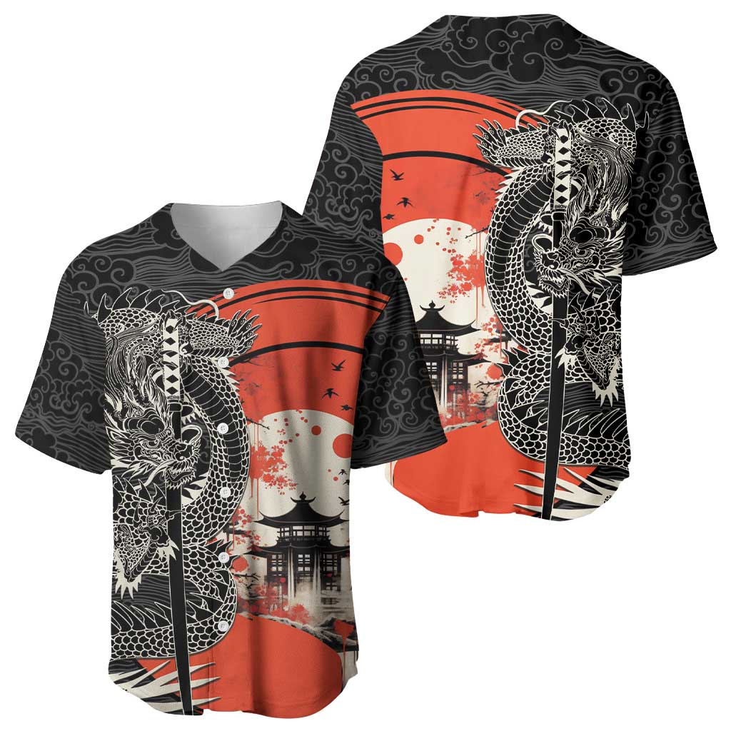 Japanese Dragon Katana Enso Baseball Jersey Japan Pagoda Seamless Cloud - Polynesian Pride