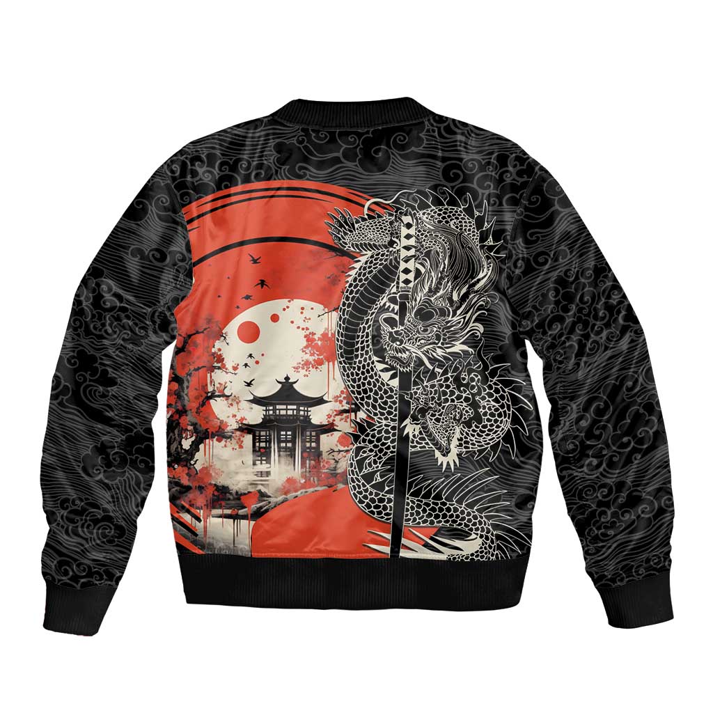 Japanese Dragon Katana Enso Bomber Jacket Japan Pagoda Seamless Cloud - Polynesian Pride