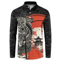 Japanese Dragon Katana Enso Button Sweatshirt Japan Pagoda Seamless Cloud - Polynesian Pride