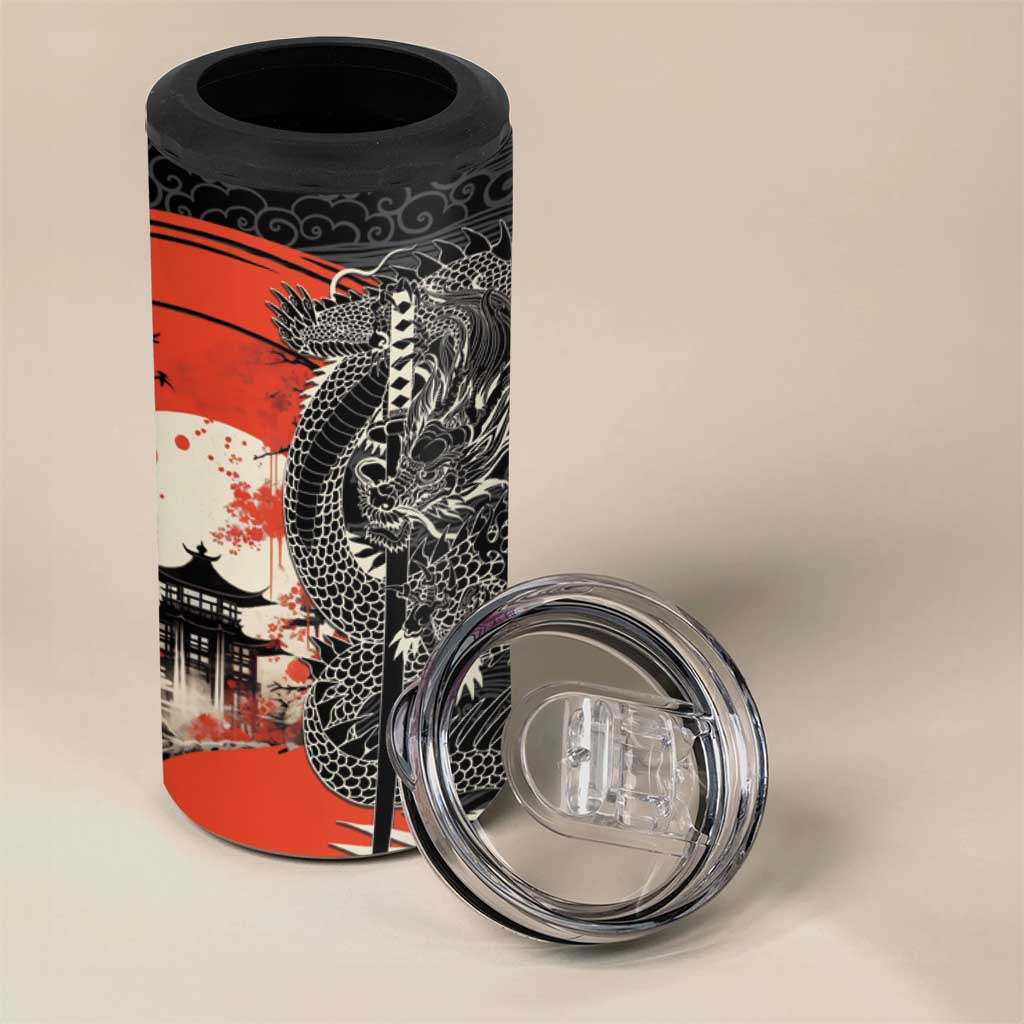 Japanese Dragon Katana Enso 4 in 1 Can Cooler Tumbler Japan Pagoda Seamless Cloud - Polynesian Pride
