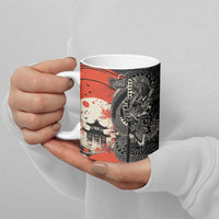 Japanese Dragon Katana Enso Ceramic Mug Japan Pagoda Seamless Cloud - Polynesian Pride