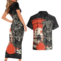 Japanese Dragon Katana Enso Couples Matching Short Sleeve Bodycon Dress and Hawaiian Shirt Japan Pagoda Seamless Cloud LT14 - Polynesian Pride
