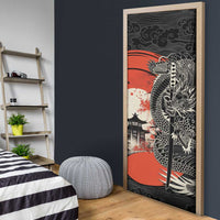 Japanese Dragon Katana Enso Door Cover Japan Pagoda Seamless Cloud - Polynesian Pride