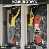 Japanese Dragon Katana Enso Door Cover Japan Pagoda Seamless Cloud - Polynesian Pride