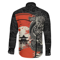 Japanese Dragon Katana Enso Family Matching Long Sleeve Bodycon Dress and Hawaiian Shirt Japan Pagoda Seamless Cloud LT14 - Polynesian Pride