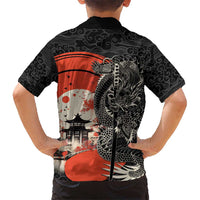 Japanese Dragon Katana Enso Family Matching Off The Shoulder Long Sleeve Dress and Hawaiian Shirt Japan Pagoda Seamless Cloud LT14 - Polynesian Pride