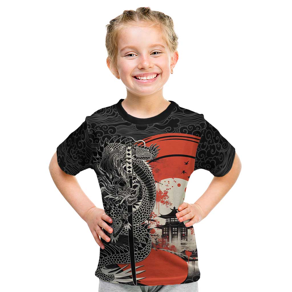 Japanese Dragon Katana Enso Kid T Shirt Japan Pagoda Seamless Cloud - Polynesian Pride