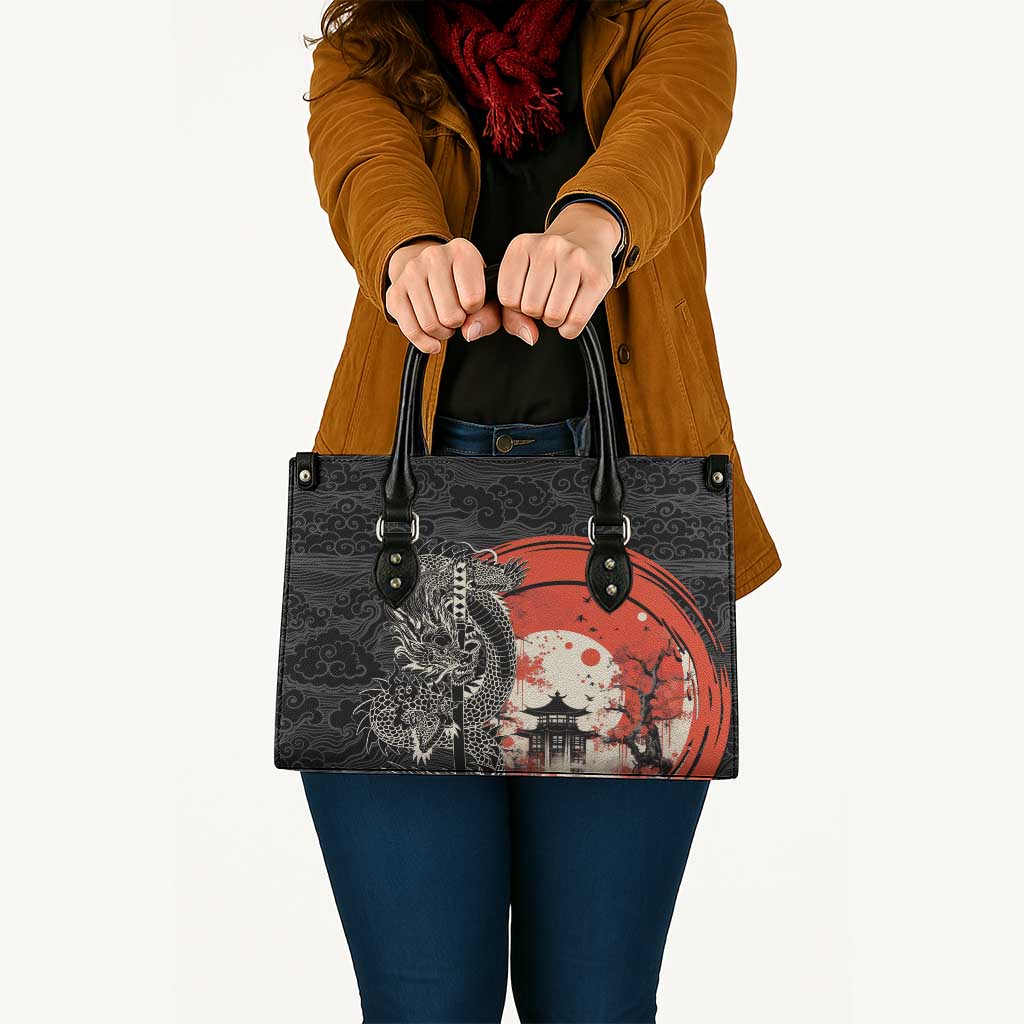 Japanese Dragon Katana Enso Leather Bag Japan Pagoda Seamless Cloud - Polynesian Pride