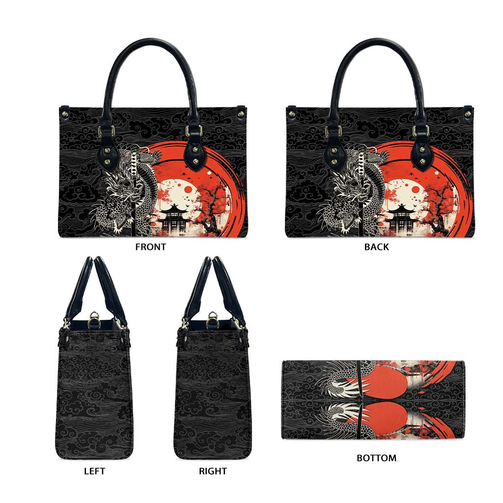 Japanese Dragon Katana Enso Leather Bag Japan Pagoda Seamless Cloud - Polynesian Pride