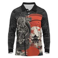 Japanese Dragon Katana Enso Long Sleeve Polo Shirt Japan Pagoda Seamless Cloud - Polynesian Pride