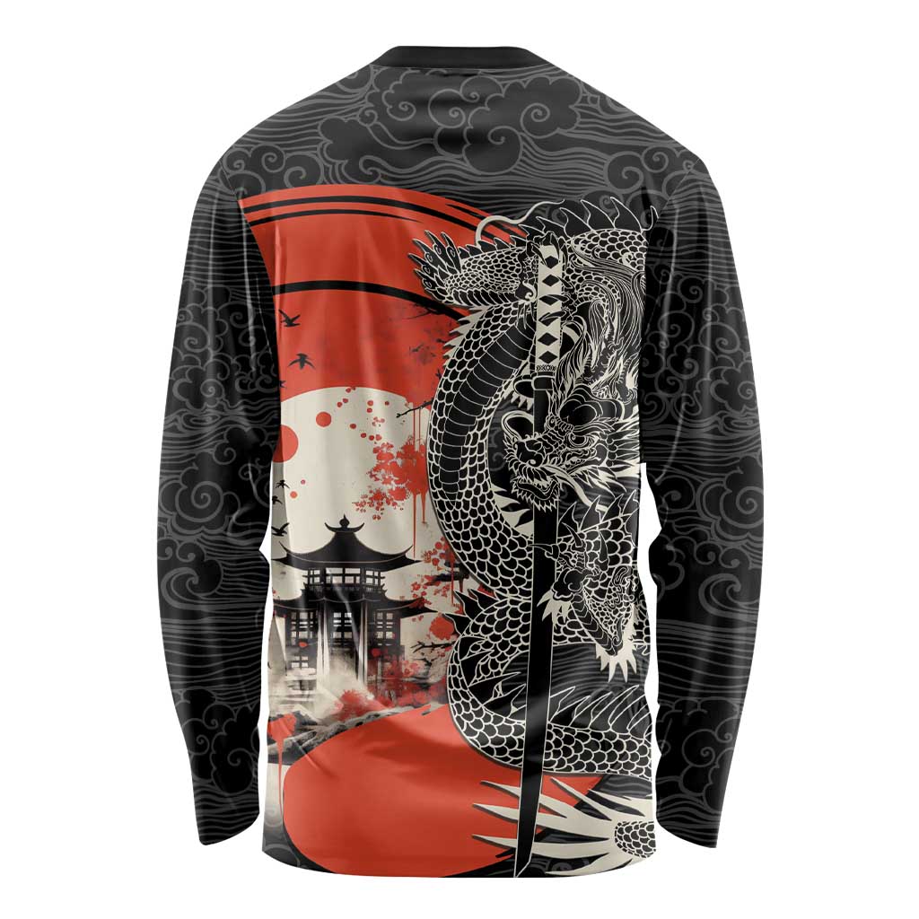 Japanese Dragon Katana Enso Long Sleeve Shirt Japan Pagoda Seamless Cloud - Polynesian Pride