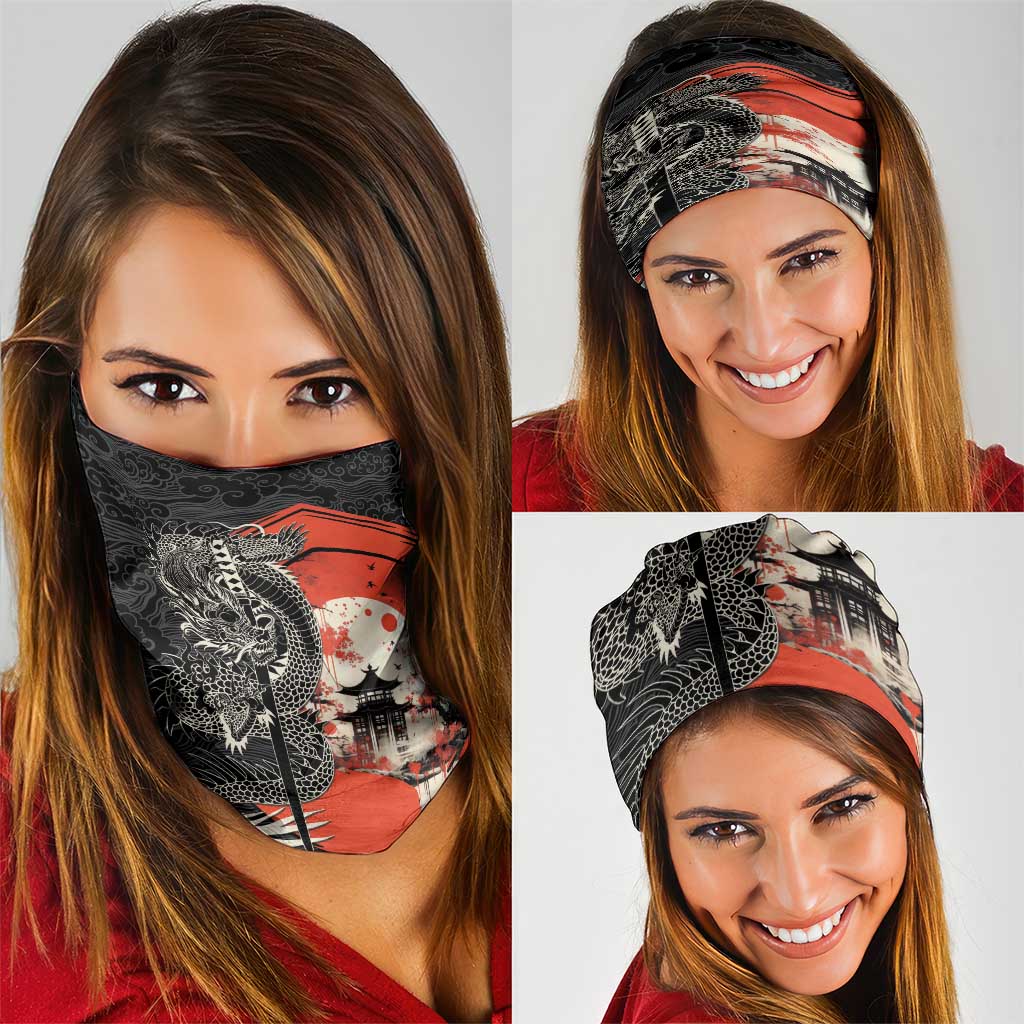 Japanese Dragon Katana Enso Neck Gaiter Japan Pagoda Seamless Cloud - Polynesian Pride