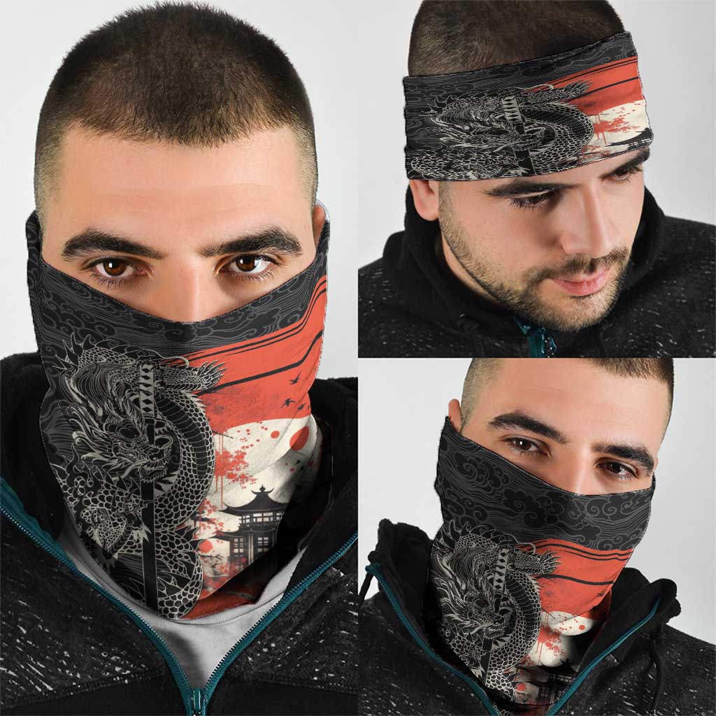 Japanese Dragon Katana Enso Neck Gaiter Japan Pagoda Seamless Cloud - Polynesian Pride