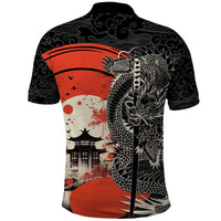 Japanese Dragon Katana Enso Polo Shirt Japan Pagoda Seamless Cloud - Polynesian Pride