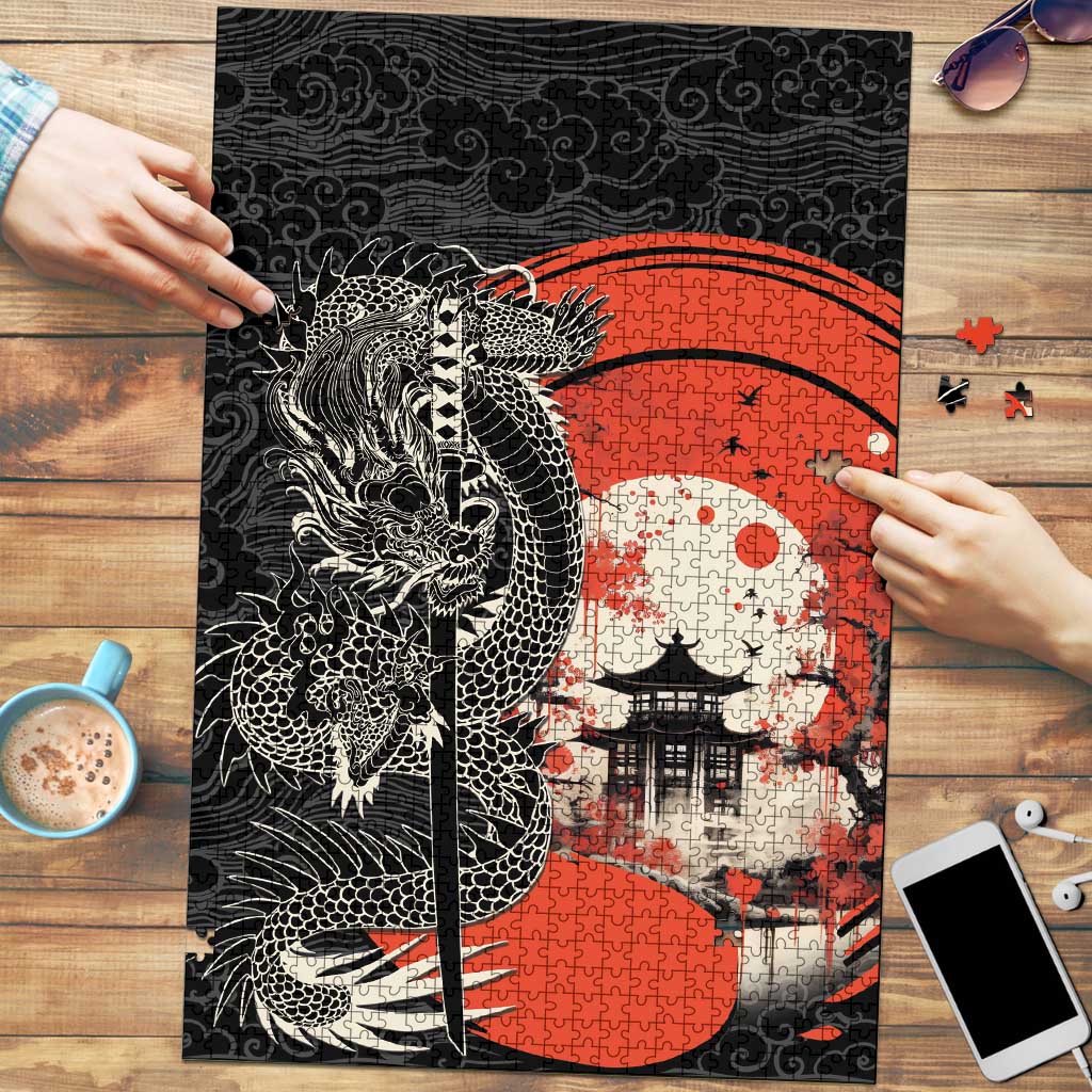 Japanese Dragon Katana Enso Puzzle Japan Pagoda Seamless Cloud - Polynesian Pride