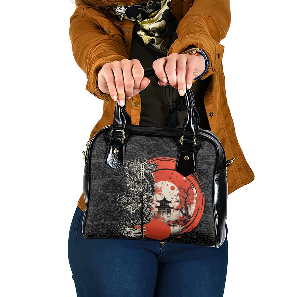 Japanese Dragon Katana Enso Shoulder Handbag Japan Pagoda Seamless Cloud - Polynesian Pride