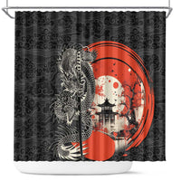 Japanese Dragon Katana Enso Shower Curtain Japan Pagoda Seamless Cloud - Polynesian Pride