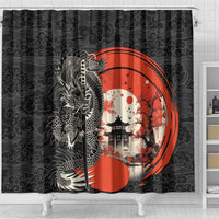 Japanese Dragon Katana Enso Shower Curtain Japan Pagoda Seamless Cloud - Polynesian Pride