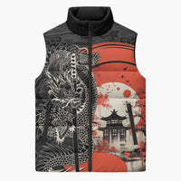 Japanese Dragon Katana Enso Sleeveless Puffer Jacket Japan Pagoda Seamless Cloud - Polynesian Pride