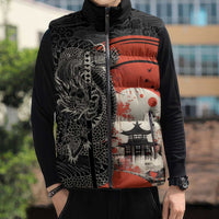 Japanese Dragon Katana Enso Sleeveless Puffer Jacket Japan Pagoda Seamless Cloud - Polynesian Pride
