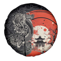 Japanese Dragon Katana Enso Spare Tire Cover Japan Pagoda Seamless Cloud - Polynesian Pride