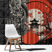 Japanese Dragon Katana Enso Window Curtain Japan Pagoda Seamless Cloud - Polynesian Pride