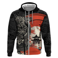 Japanese Dragon Katana Enso Zip Hoodie Japan Pagoda Seamless Cloud - Polynesian Pride