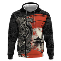 Japanese Dragon Katana Enso Zip Hoodie Japan Pagoda Seamless Cloud - Polynesian Pride