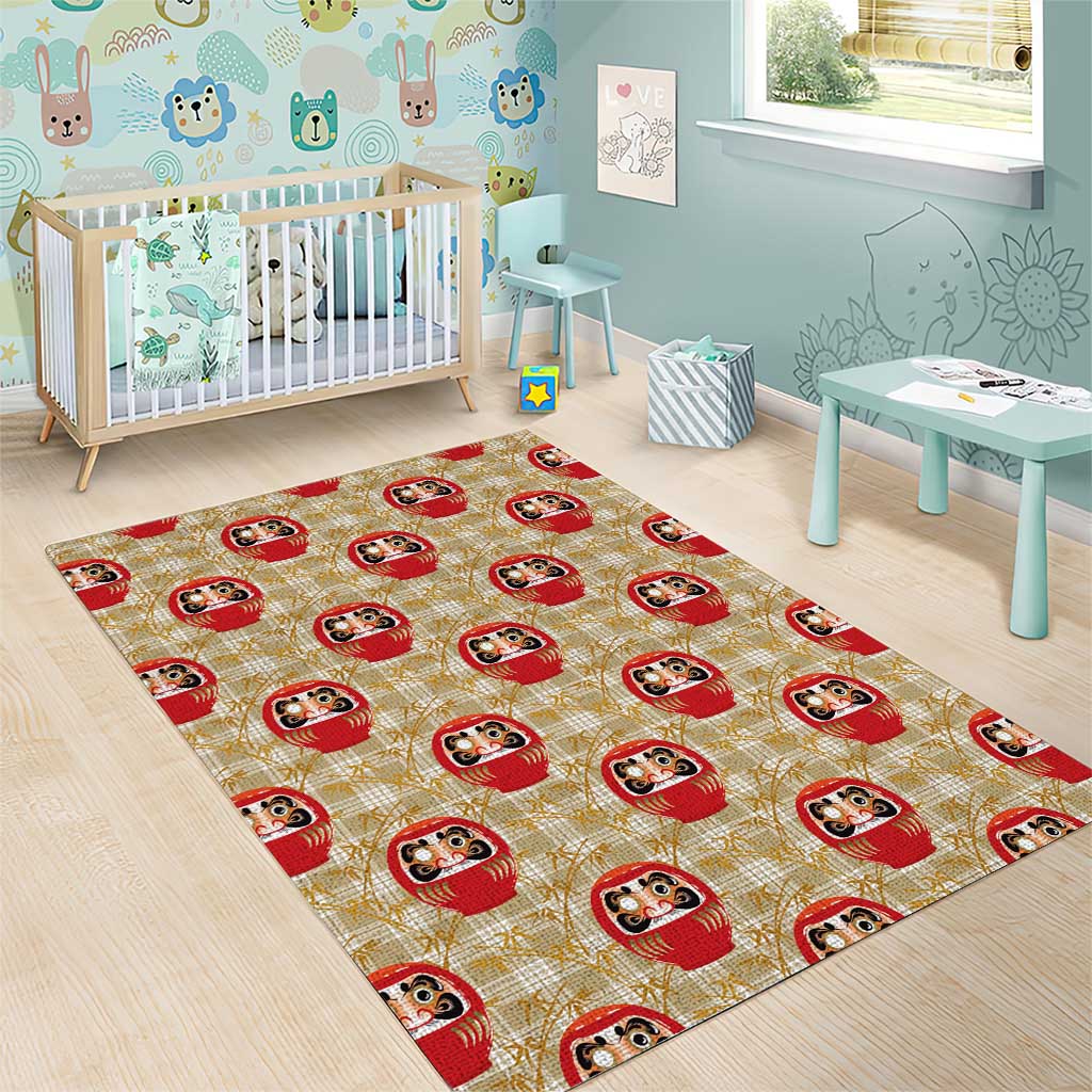 Japanese Daruma Doll Area Rug Palaka With Seamless Bamboo Pattern - Polynesian Pride