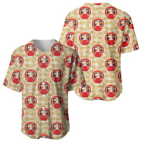 Japanese Daruma Doll Baseball Jersey Palaka With Seamless Bamboo Pattern - Polynesian Pride