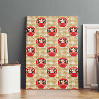Japanese Daruma Doll Canvas Wall Art Palaka With Seamless Bamboo Pattern - Polynesian Pride