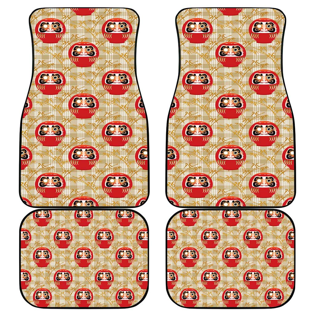Japanese Daruma Doll Car Mats Palaka With Seamless Bamboo Pattern - Polynesian Pride