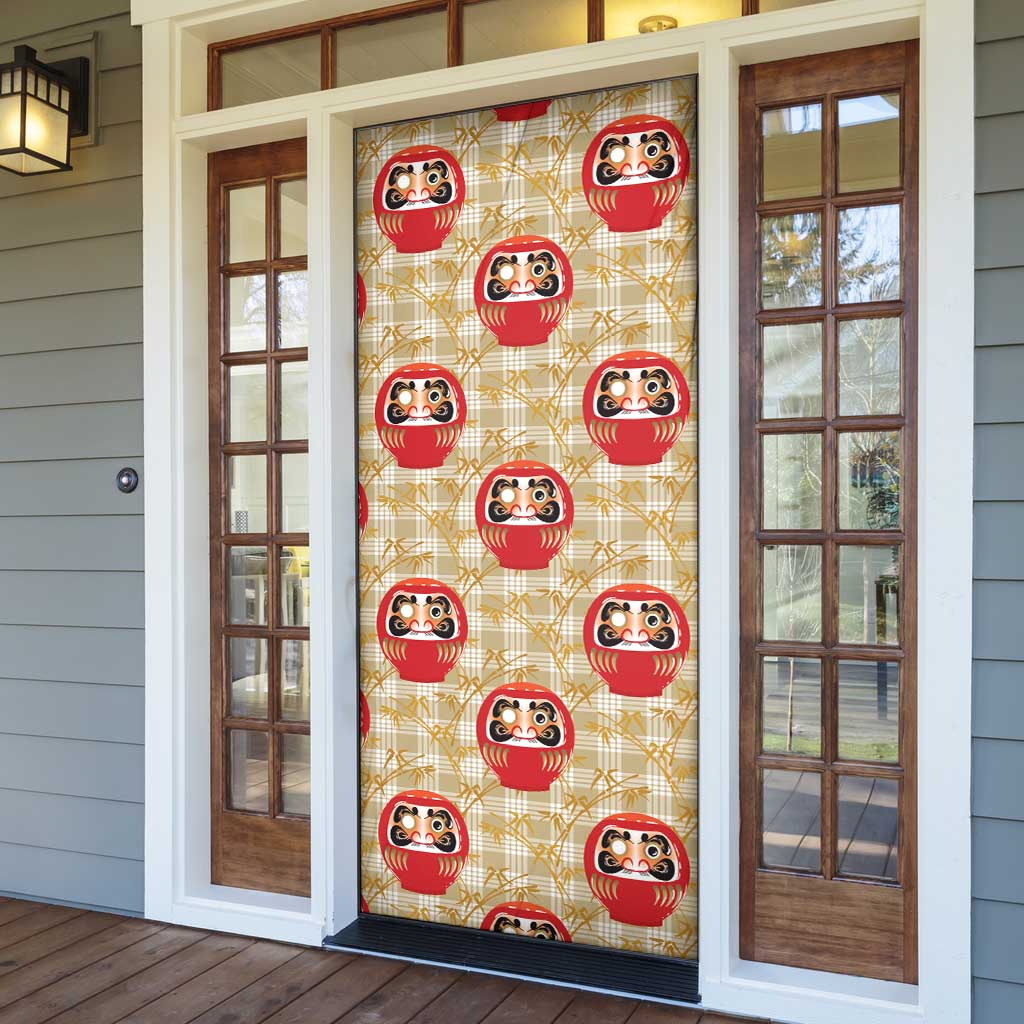 Japanese Daruma Doll Door Cover Palaka With Seamless Bamboo Pattern - Polynesian Pride