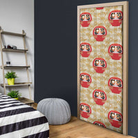Japanese Daruma Doll Door Cover Palaka With Seamless Bamboo Pattern - Polynesian Pride