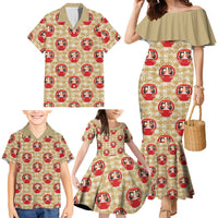 Japanese Daruma Doll Family Matching Mermaid Dress and Hawaiian Shirt Palaka With Seamless Bamboo Pattern - Polynesian Pride