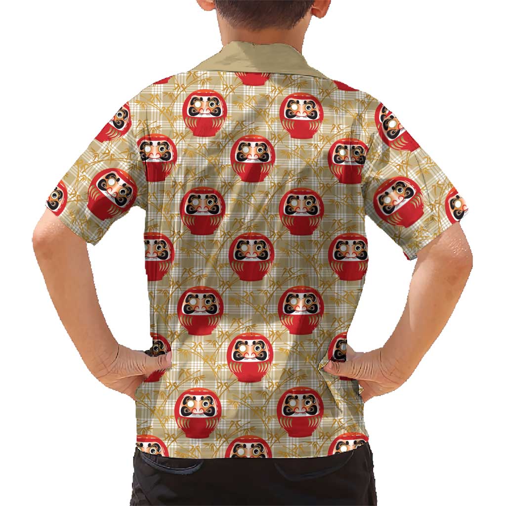Japanese Daruma Doll Family Matching Off Shoulder Short Dress and Hawaiian Shirt Palaka With Seamless Bamboo Pattern LT14 - Polynesian Pride