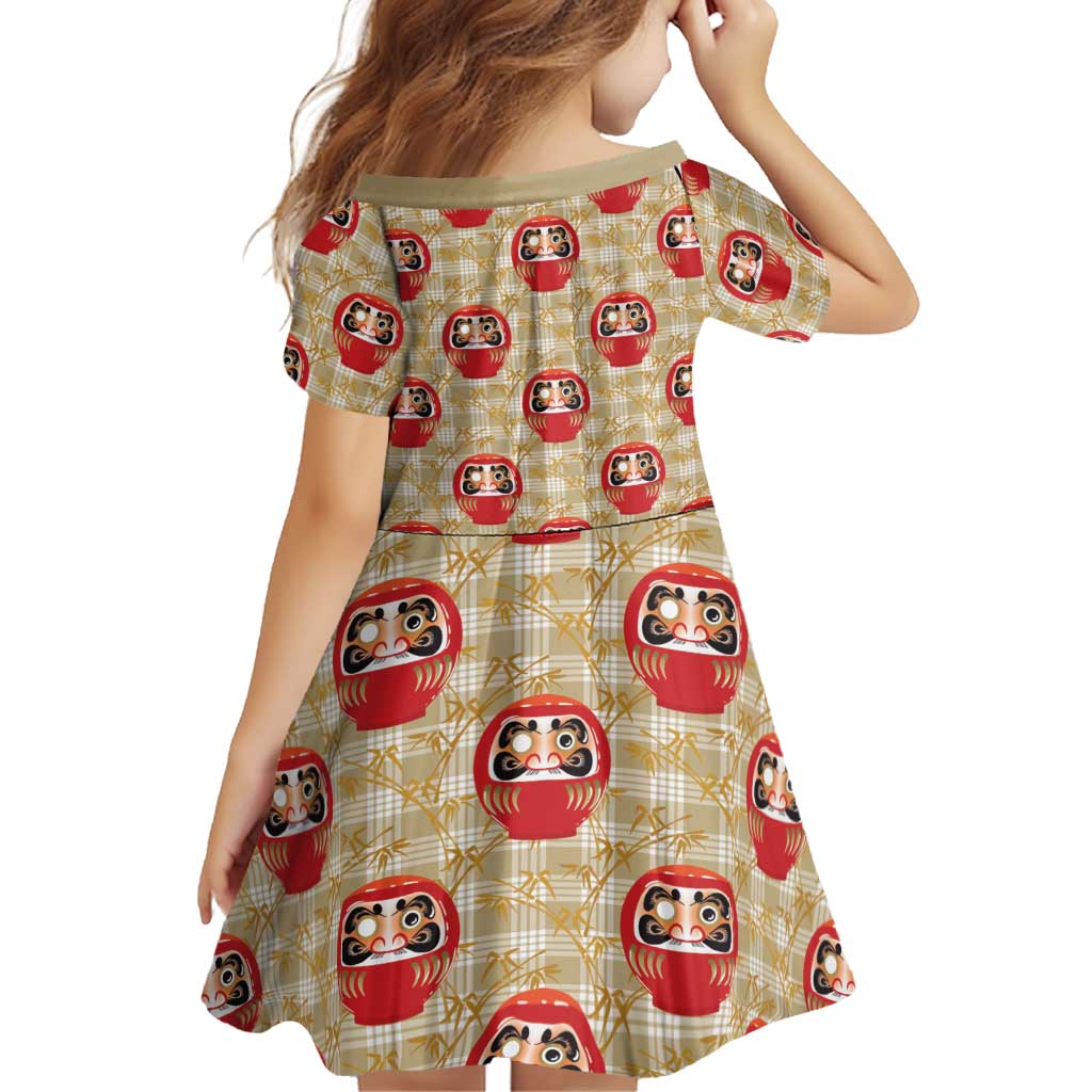 Japanese Daruma Doll Family Matching Off Shoulder Short Dress and Hawaiian Shirt Palaka With Seamless Bamboo Pattern LT14 - Polynesian Pride