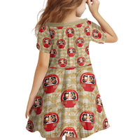 Japanese Daruma Doll Family Matching Off Shoulder Short Dress and Hawaiian Shirt Palaka With Seamless Bamboo Pattern LT14 - Polynesian Pride