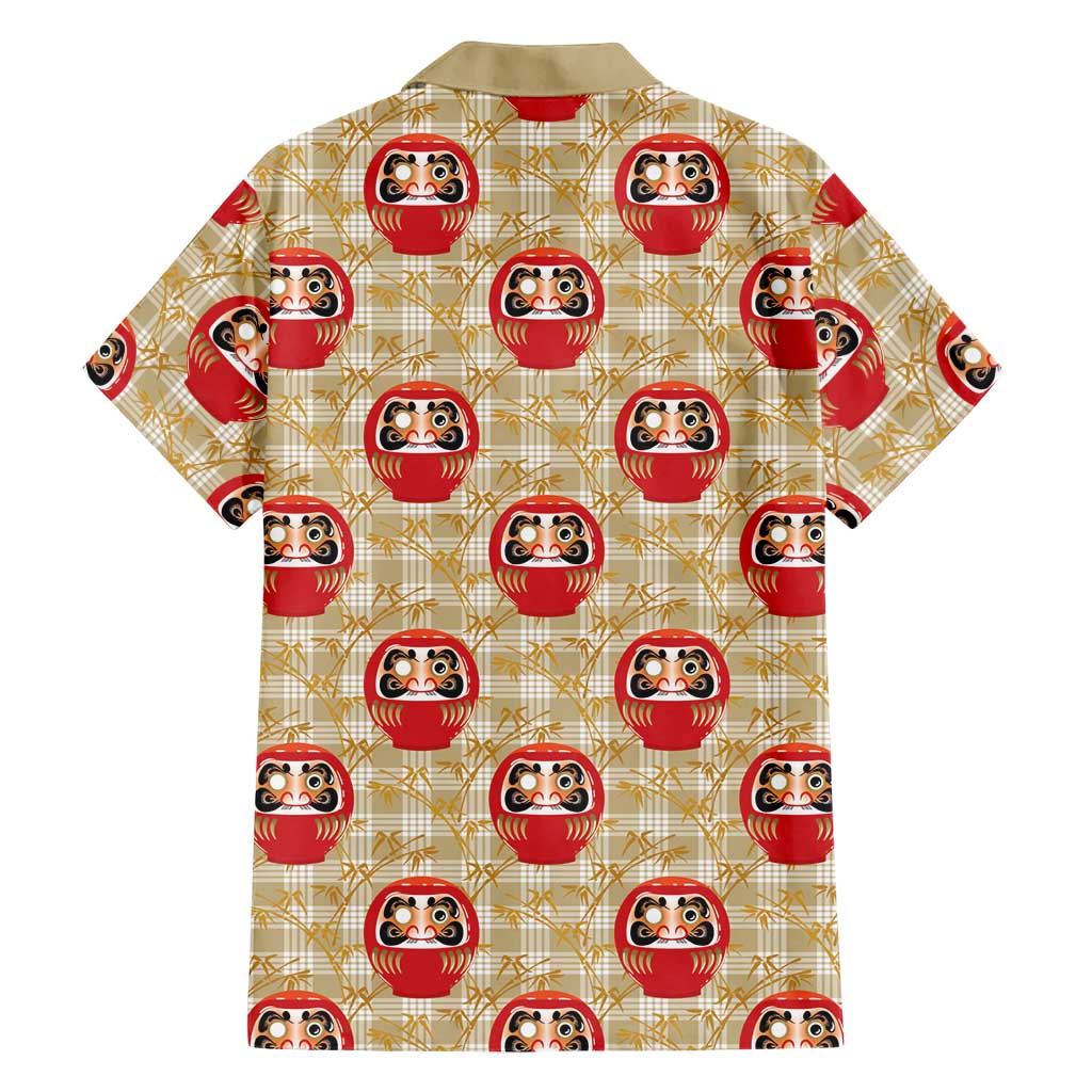 Japanese Daruma Doll Family Matching Off Shoulder Short Dress and Hawaiian Shirt Palaka With Seamless Bamboo Pattern LT14 - Polynesian Pride