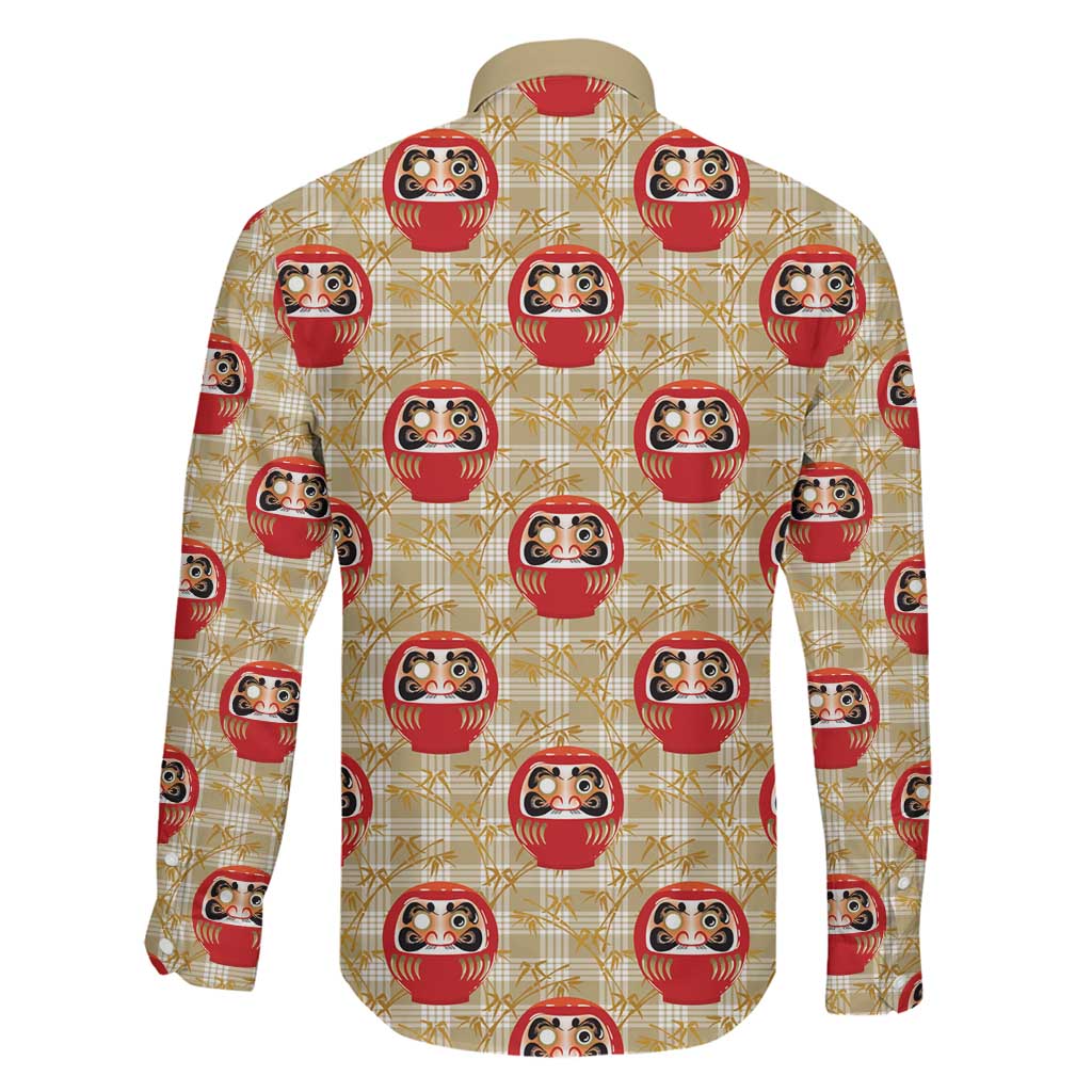 Japanese Daruma Doll Family Matching Off Shoulder Short Dress and Hawaiian Shirt Palaka With Seamless Bamboo Pattern LT14 - Polynesian Pride
