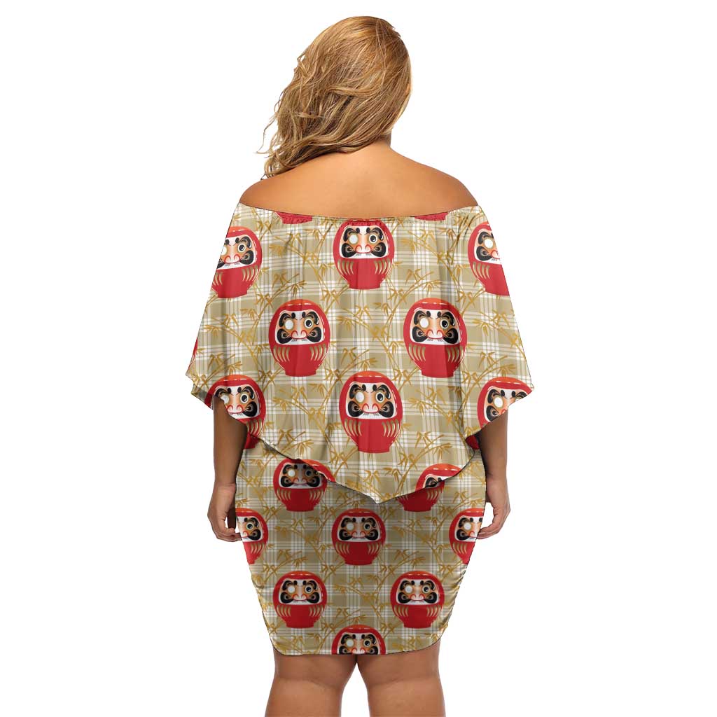 Japanese Daruma Doll Family Matching Off Shoulder Short Dress and Hawaiian Shirt Palaka With Seamless Bamboo Pattern LT14 - Polynesian Pride