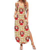 Japanese Daruma Doll Family Matching Summer Maxi Dress and Hawaiian Shirt Palaka With Seamless Bamboo Pattern - Polynesian Pride
