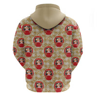Japanese Daruma Doll Hoodie Palaka With Seamless Bamboo Pattern - Polynesian Pride