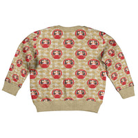 Japanese Daruma Doll Kid Ugly Christmas Sweater Palaka With Seamless Bamboo Pattern LT14 - Polynesian Pride