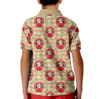 Japanese Daruma Doll Kid Polo Shirt Palaka With Seamless Bamboo Pattern - Polynesian Pride