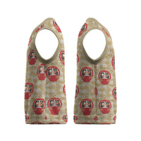 Japanese Daruma Doll Christmas Knitted V-Neck Vest Palaka With Seamless Bamboo Pattern LT14 - Polynesian Pride