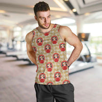 Japanese Daruma Doll Men Tank Top Palaka With Seamless Bamboo Pattern - Polynesian Pride