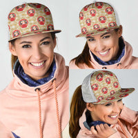Japanese Daruma Doll Mesh Trucker Cap Palaka With Seamless Bamboo Pattern LT14 - Polynesian Pride